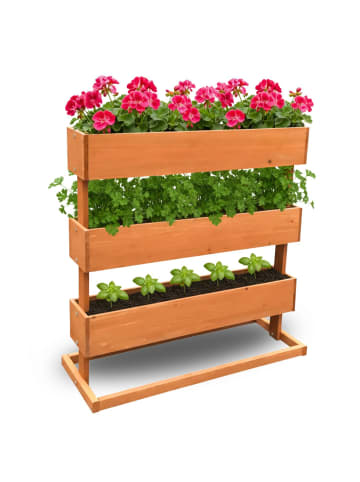 Coemo Kleines Vertikalbeet Hochbeet 3 Etagen inkl. Pflanzfolie in Natur