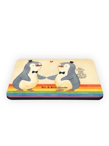 Mr. & Mrs. Panda haftmagnet Pinguine Gay Pride Design mit Spruch in Weiß