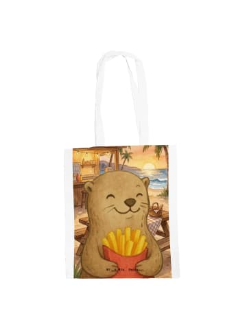 Mr. & Mrs. Panda Tote Bag Otter Pommes Design ohne Spruch in Weiß