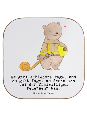 Mr. & Mrs. Panda Flaschenuntersetzer Bär Freiwillige Feuerwehr m... in Weiß