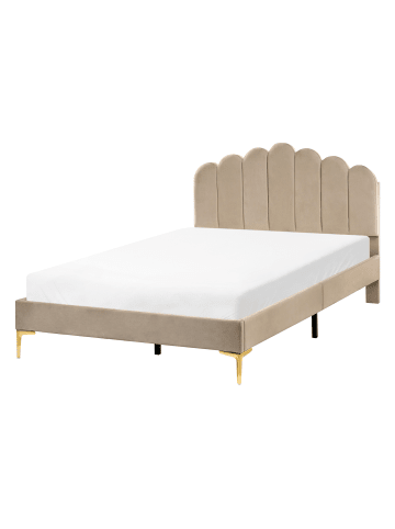 Beliani Doppelbett SAUVIAN in Beige/Gold - (W) 125 x (H) 98 x (L) 207 cm
