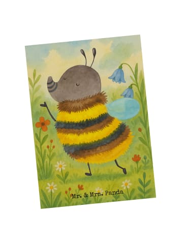 Mr. & Mrs. Panda Postkarte Hummel flauschig Design ohne Spruch in Weiß