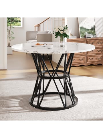 ABRIHOME Runder Esstisch Ø100cm mit Metallgestell in Schwarz