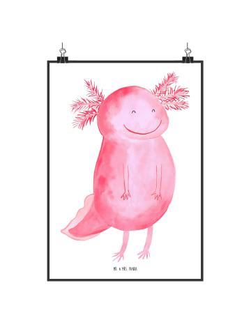 Mr. & Mrs. Panda Kunstdruck Axolotl Glücklich ohne Spruch in Weiß