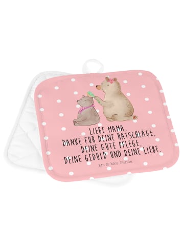 Mr. & Mrs. Panda 2er Set Topflappen  Bär Kind mit Spruch in Rot Pastell