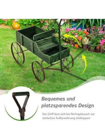 COSTWAY Blumenständer Holzwagen in Grün