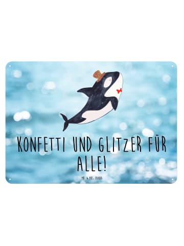 Mr. & Mrs. Panda Blechschild Orca Zylinder mit Spruch in OZeichenanblue