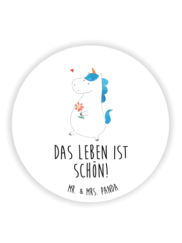 Mr. & Mrs. Panda Rund Magnet Einhorn Spaziergang mit Spruch in Weiß