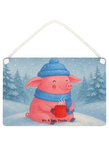 Mr. & Mrs. Panda Holzschild Schwein Glühwein Design ohne Spruch in Weiß