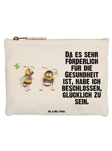 Mr. & Mrs. Panda kosmetiktäschchen Hummeln Kleeblatt mit Spruch in Weiß