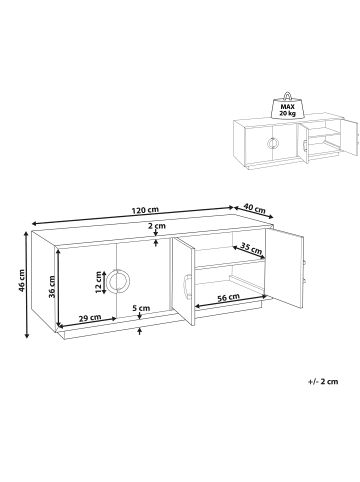Beliani Sideboard OXNARD in Schwarz/Gold - (W) 120 x (H) 46 x (L) 40 cm