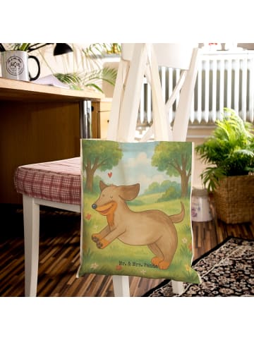 Mr. & Mrs. Panda Stoffbeutel Hund Dackel Design ohne Spruch in Weiß