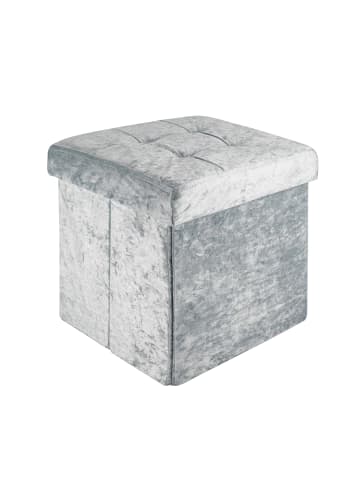 Intirilife Faltbarer Sitzhocker 30x30x30 cm in Samt Blaugrau