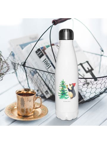 Mr. & Mrs. Panda Edelstahl Trinkflasche Pinguin Weihnachtsbaum o... in Weiß