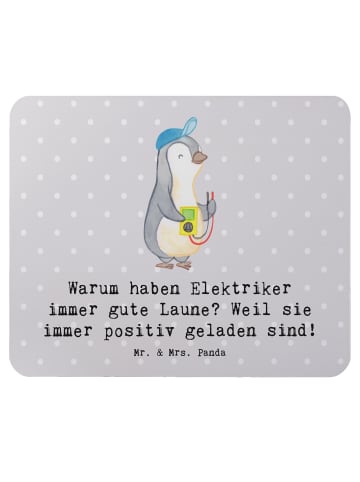 Mr. & Mrs. Panda Mauspad Positiver Elektriker mit Spruch in Grau Pastell
