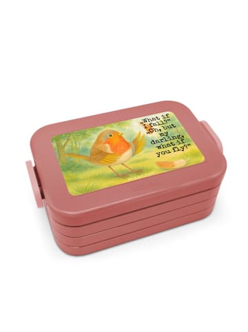 Mr. & Mrs. Panda Vesperbox Rotkehlchen Federn Design mit Spruch in Rot Pastell