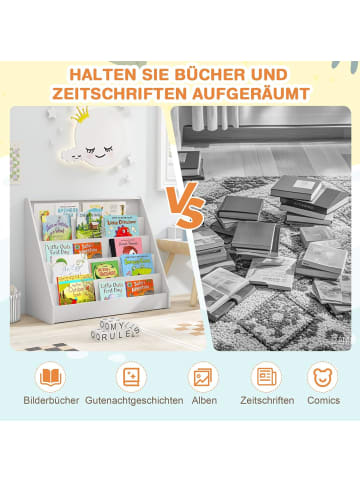COSTWAY Kinderregal mit 5 Fächern in Weiß