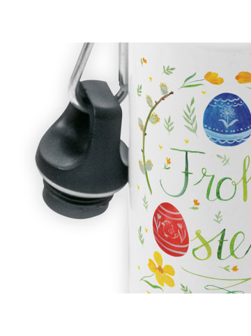 Mr. & Mrs. Panda Trinkflasche Ostern Frohe Ostern mit Spruch in Weiß
