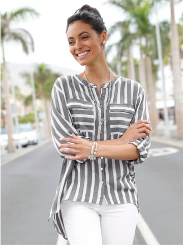 creation L Bluse in weiß-grau-gestreift