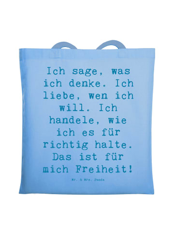 Mr. & Mrs. Panda Tote Bag Spruch Freiheit Leben mit Spruch in Sky Blue
