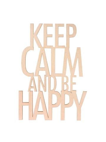 exotic living Holzschrift Keep Calm and be Happy 2er Set