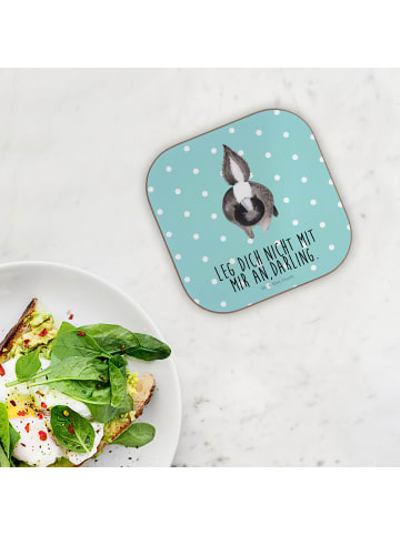 Mr. & Mrs. Panda Untersetzer Tasse Stinktier Angriff mit Spruch in Türkis Pastell