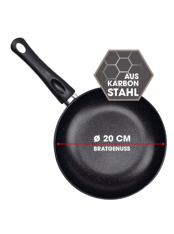 MAXXMEE BRATmaxx Karbonstahl-Pfanne Ø 20 cm - mit 2-fach-Antihaft - für alle Herdarten