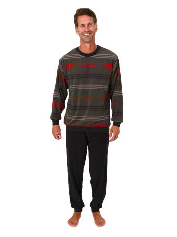 NORMANN Langarm Schlafanzug Frottee Stretch Pyjama Bündchen - 86785 in rot