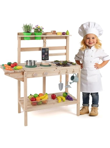 COSTWAY Matschküche Kinder Outdoor in Hellbraun