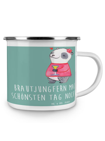 Mr. & Mrs. Panda Kaffeepott Brautjungfern Wunder mit Spruch in Meeresbrise