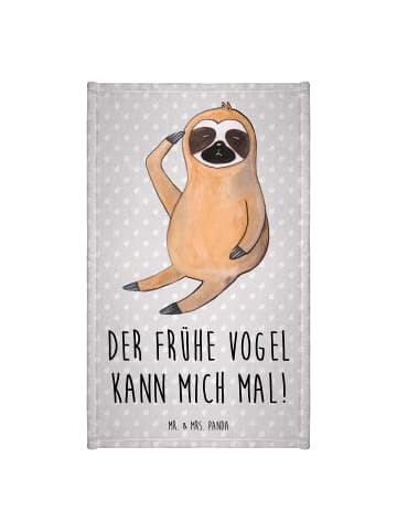 Mr. & Mrs. Panda Gästehandtuch Faultier Vogel mit Spruch in Grau Pastell