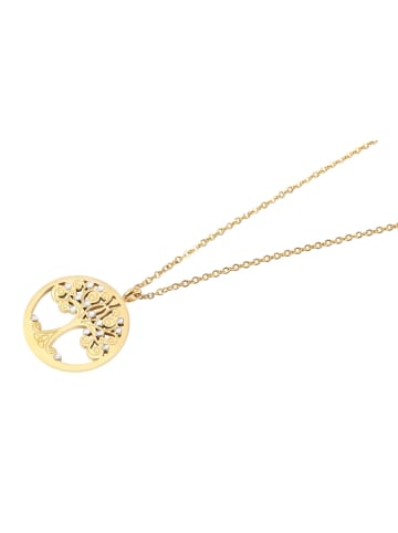 Adeliás Damen Halskette mit Anhänger – Lebensbaum aus Edelstahl in gold