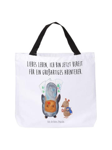 Mr. & Mrs. Panda Schultasche Pinguin & Maus Wanderer mit Spruch in Weiß