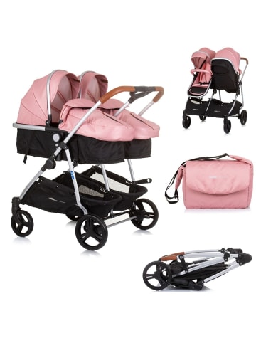 Chipolino Geschwisterkinderwagen Duo Smart in rosa