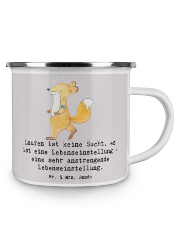 Mr. & Mrs. Panda Kaffeebecher Laufen Lebensstil mit Spruch in Grau Pastell