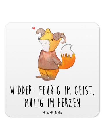 Mr. & Mrs. Panda Tassenuntersetzer Widder Astologie mit Spruch in Weiß