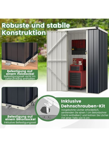 COSTWAY Gartenhaus Metall 117 x 89 x 162 cm in Grau