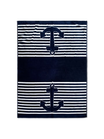 Le Comptoir de la Plage Strandtuch "Skipper" in Blau (L)200 x (B)140 cm