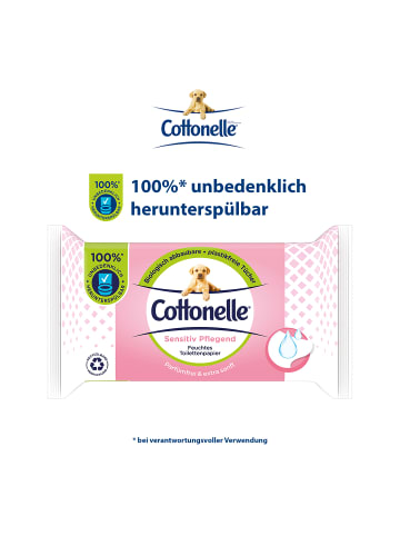 Cottonelle Feuchtes Toilettenpapier Sensitive Pflegend Parfümfrei 12 x 42 Stk