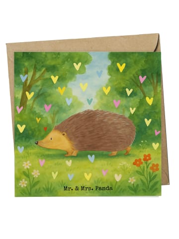 Mr. & Mrs. Panda Klappkarte Igel Herzen Design ohne Spruch in Weiß
