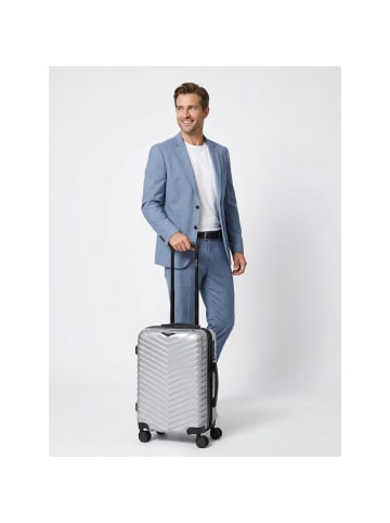 Redolz Essentials 18 4 Rollen Kabinentrolley 55 cm mit Dehnfalte in Metallic-Silver Shiny
