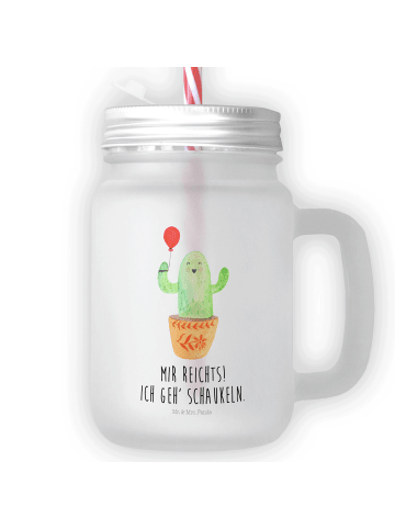 Mr. & Mrs. Panda Trinkglas Mason Jar Kaktus Luftballon mit Spruch in Transparent