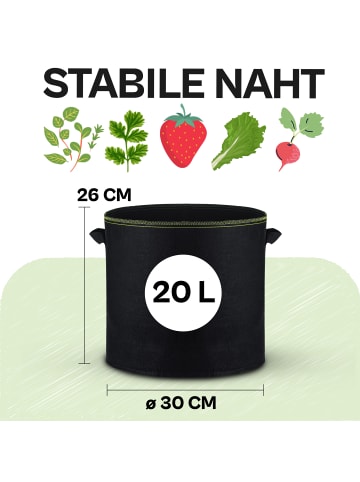 Praknu Pflanzsack 20l - 5 STK aus Vliesstoff mit Schilder zum Beschriften