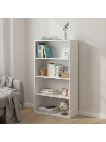 relaxdays Bücherregal in Weiß - (B)60 x (H)108 x (T)24 cm