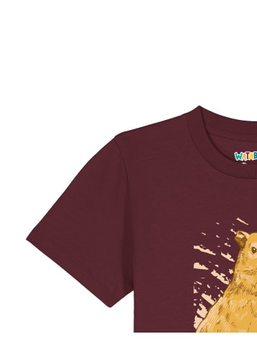 wat? Apparel T-Shirt Capybara in Weinrot