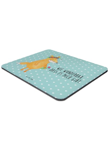 Mr. & Mrs. Panda Mouse Pad Fuchs Blumen mit Spruch in Türkis Pastell