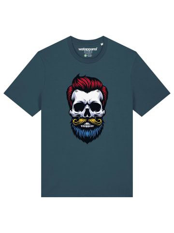 wat? Apparel T-Shirt Hipster Skull in Petrol