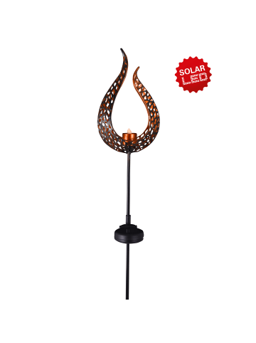 näve LED Solarleuchte "FLAMME" in braun - (L)15.8 cm x (B)6 cm x (H)90 cm