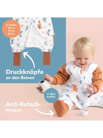 Schlummersack Schlafsack mit Füßen und umklappbaren Bündchen, 3.5 TOG in Braun