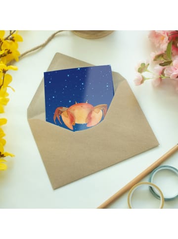 Mr. & Mrs. Panda Beileidskarte Sternzeichen Krebs ohne Spruch in Sternenhimmel Blau